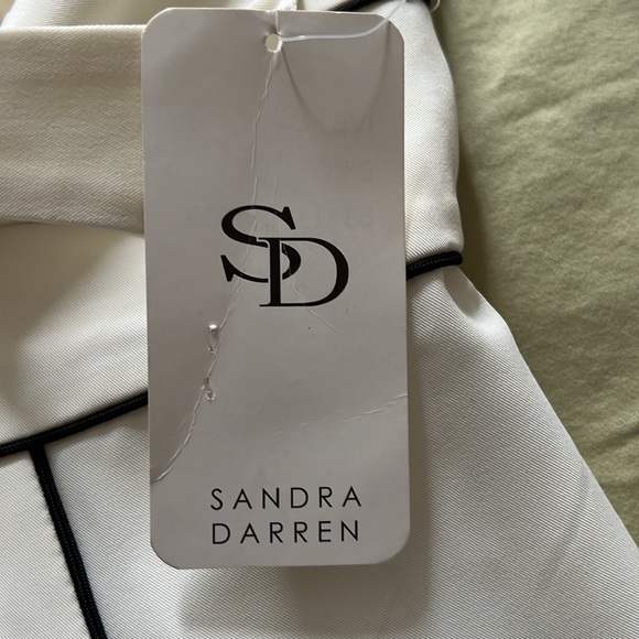 Off white knee length dress with black piping in size 10. Never been worn. - Picture 4 of 6